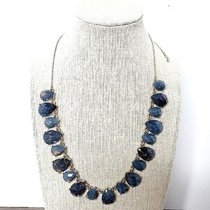 New boutique gold blue necklace sparkly chain